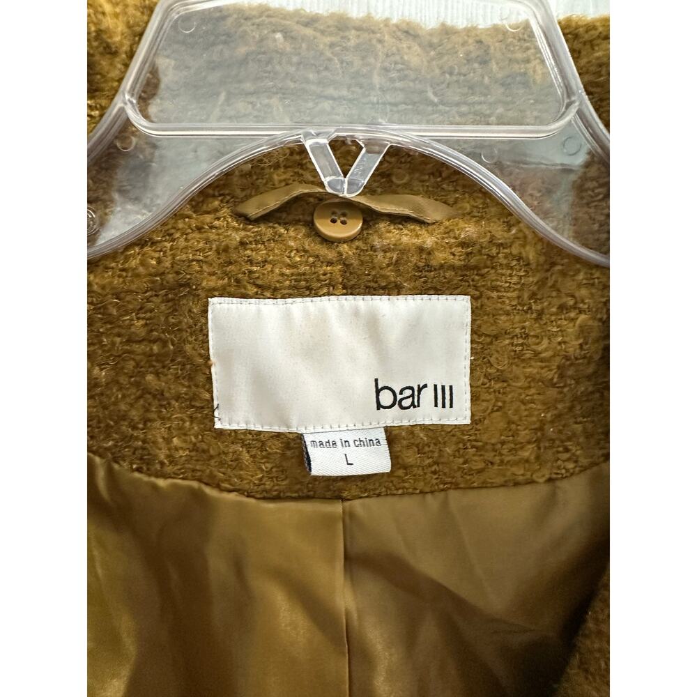 Bar III Wool Blend Olive Mustard Green Single-breasted Buttoned Coat Women‘s L!! - Picture 5 of 8